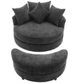 Orisfur. 360 Swivel Accent Barrel Chair With Storage Ottoman & 4 Pillows, Modern Chenille Leisure Chair Round Accent For Living Room, Gray Gray Foam Chenille