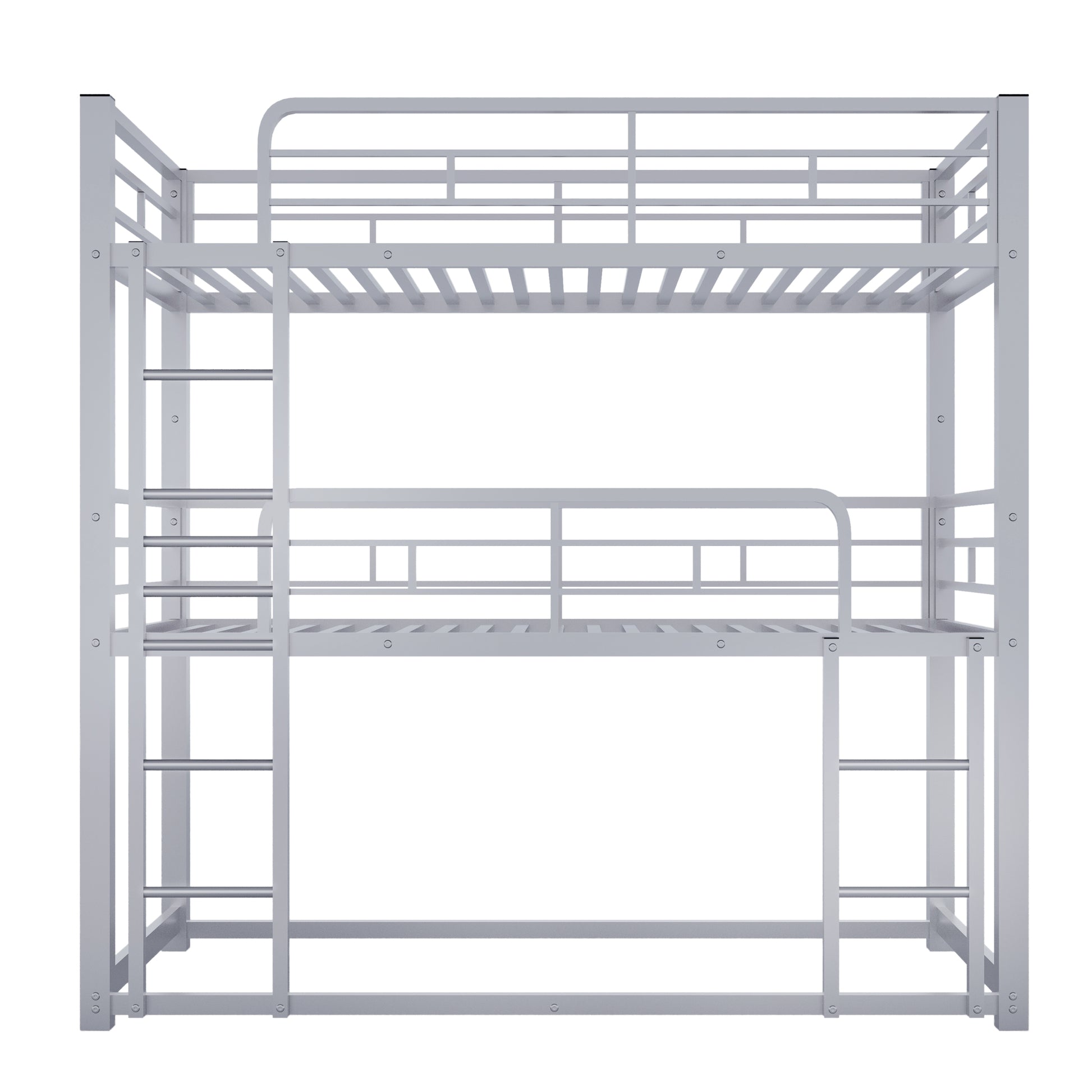 Metal Twin Size Triple Bunk Bed, Silver Old Sku: Sm000230Aan 1 Box Spring Not Required Twin Silver Metal Bedroom Metal