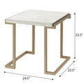 White And Champagne Sled Base End Table White Gold Primary Living Space Contemporary Rectangular Wood Metal Sled