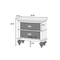 Luxury Classic Antique Silver Champagne Finish 1Pc Nightstand Storage Space Bedside Table Bedroom Furniture Antique Silver 2 Drawers Bedroom Bedside Cabinet