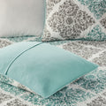 6 Piece Printed Quilt Set With Throw Pillows Aqua Full Queen Full Aqua Cotton