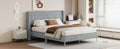 Queen Size Corduroy Platform Bed With Metal Legs, Gray Old Sku:Wf300238Aae Queen Gray Corduroy