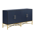 Distinctive Features Of Four Door Sideboard With Metal And Cross Leg Design,Suitable For Living Rooms,Entrance And Study Navy Blue American Design Mdf