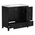 36 Inch Modern Bathroom Vanity With Usb Charging, Two Doors And Three Drawers Bathroom Storage Vanity Cabinet, Small Bathroom Vanity Cabinet With Single Sinkblack Faucets Not Included Black Bathroom Modern Solid Wood Mdf Resin