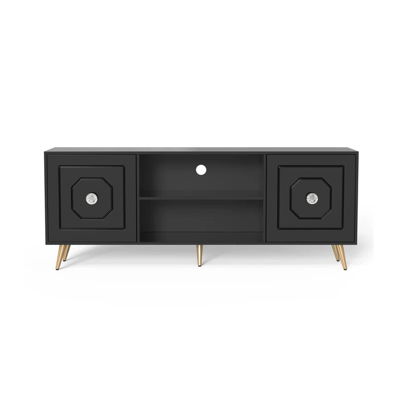 Modern High Gloss Black Tv Stand For Tv'S Up To 75", Entertainment Center 67"L Black Primary Living Space 60 69 Inches 70 79 Inches 75 Inches Mdf