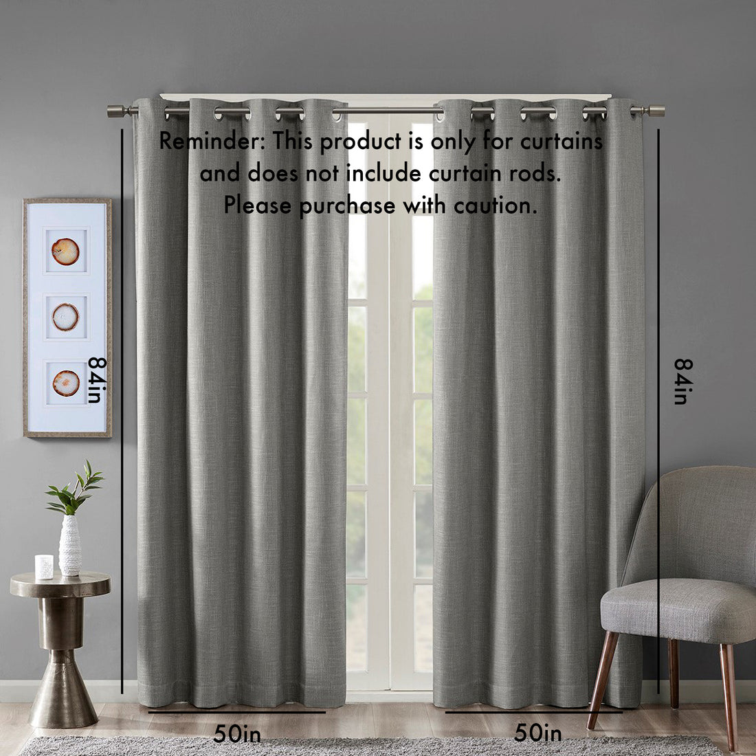 Printed Heathered Blackout Grommet Top Curtain Panel Only 1 Pc Panel Grey Polyester