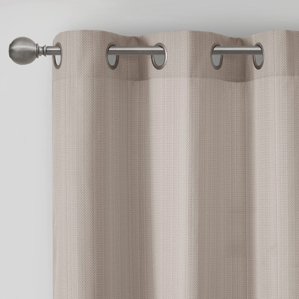 Basketweave Room Darkening Curtain Panel Pair 2 Pcs Window Panels Taupe Polyester