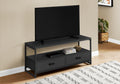 Tv Stand, 48 Inch, Console, Media Entertainment Center, Storage Drawers, Living Room, Bedroom, Black Laminate, Black Metal, Contemporary, Modern Black 80 89 Inches Particle Board