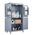 Elegant Bathroom Floor Storage Cabinet, Bathroom Storage Unit, Freestanding Cabinet With 4 Doors, Adjustable Shelves, Adaptable Shelves, Grey Grey Mdf