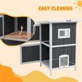 Pawhut Outdoor Cat House, Wooden Cat House 2 Tiers Cat Shelter With Weatherproof Roof, Removable Floor, Escape Doors, For 1 2 Cats, Gray Gray Wood