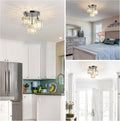 Semi Flush Mount Ceiling,3 Light Kitchen Mount,Hallway Light Fixtures Ceiling With Clear Crystal Shades For Kitchen Entryway Bedroom Bathroom Foyer Silver Crystal