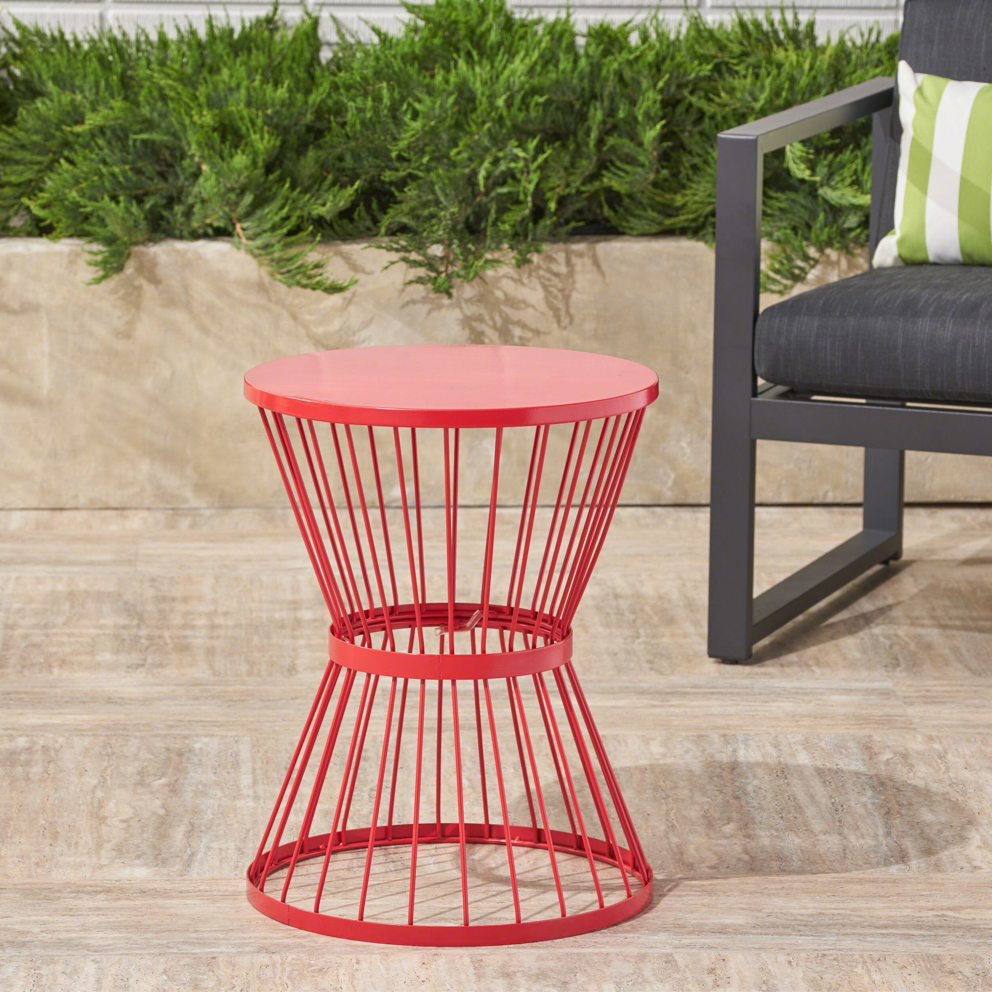 Lassen 16" Side Table Red Iron