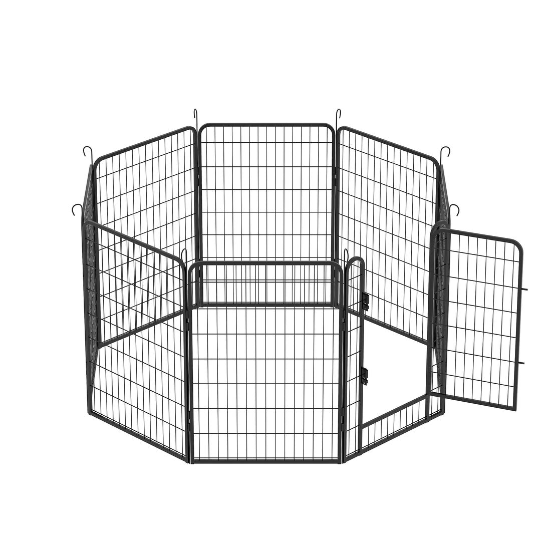 8 Panels Heavy Duty Metal Playpen With Door,39.37"H Dog Fence Pet Exercise Pen For Outdoor, Indoor Black Metal