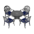 35.43 Inch Cast Aluminum Patio Dining Table With Black Frame And Umbrella Hole Dining Set Black Rust Resistant Frame Garden & Outdoor Complete Patio Sets Aluminium