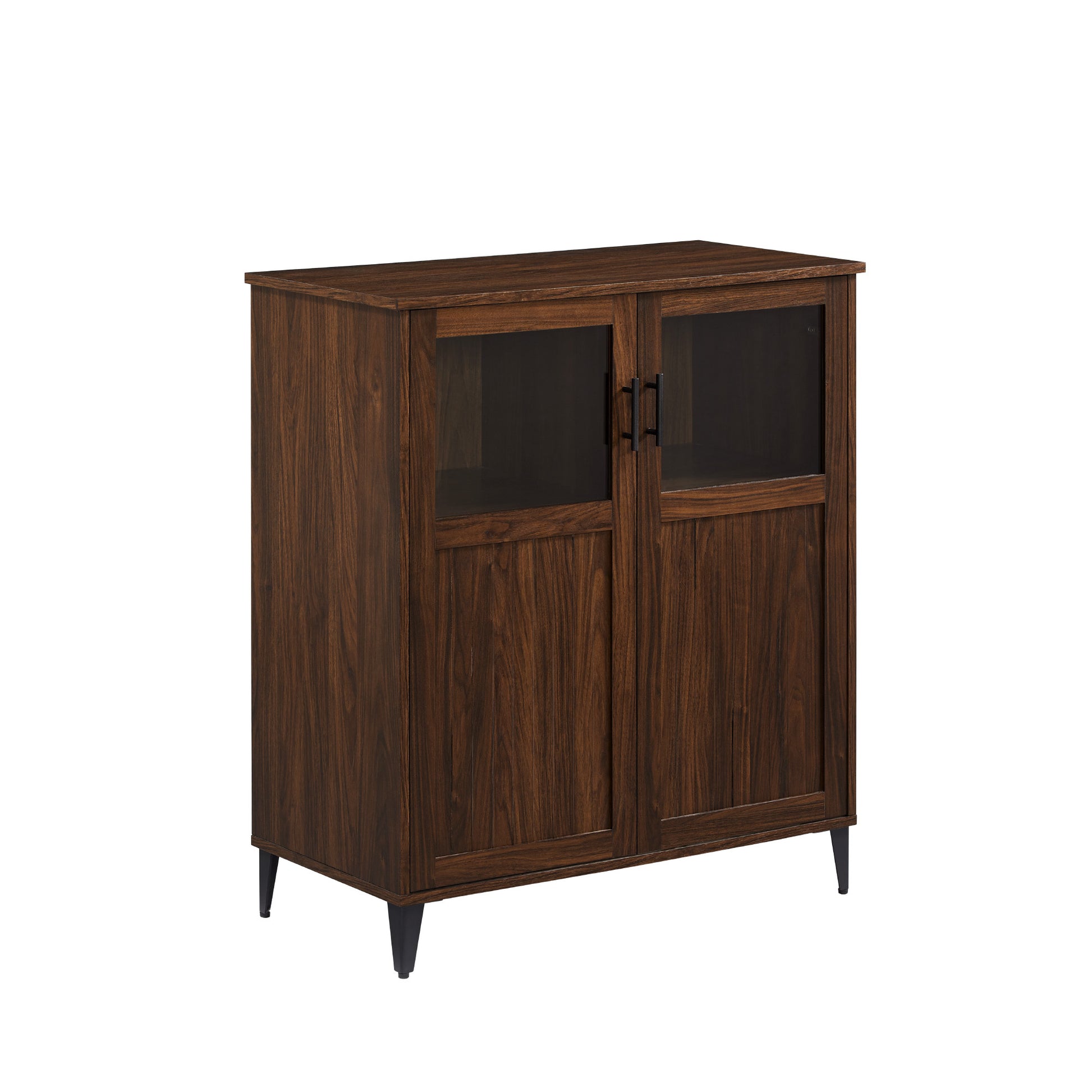 Modern Grooved Door Accent Cabinet Dark Walnut Dark Brown Mdf Mdf