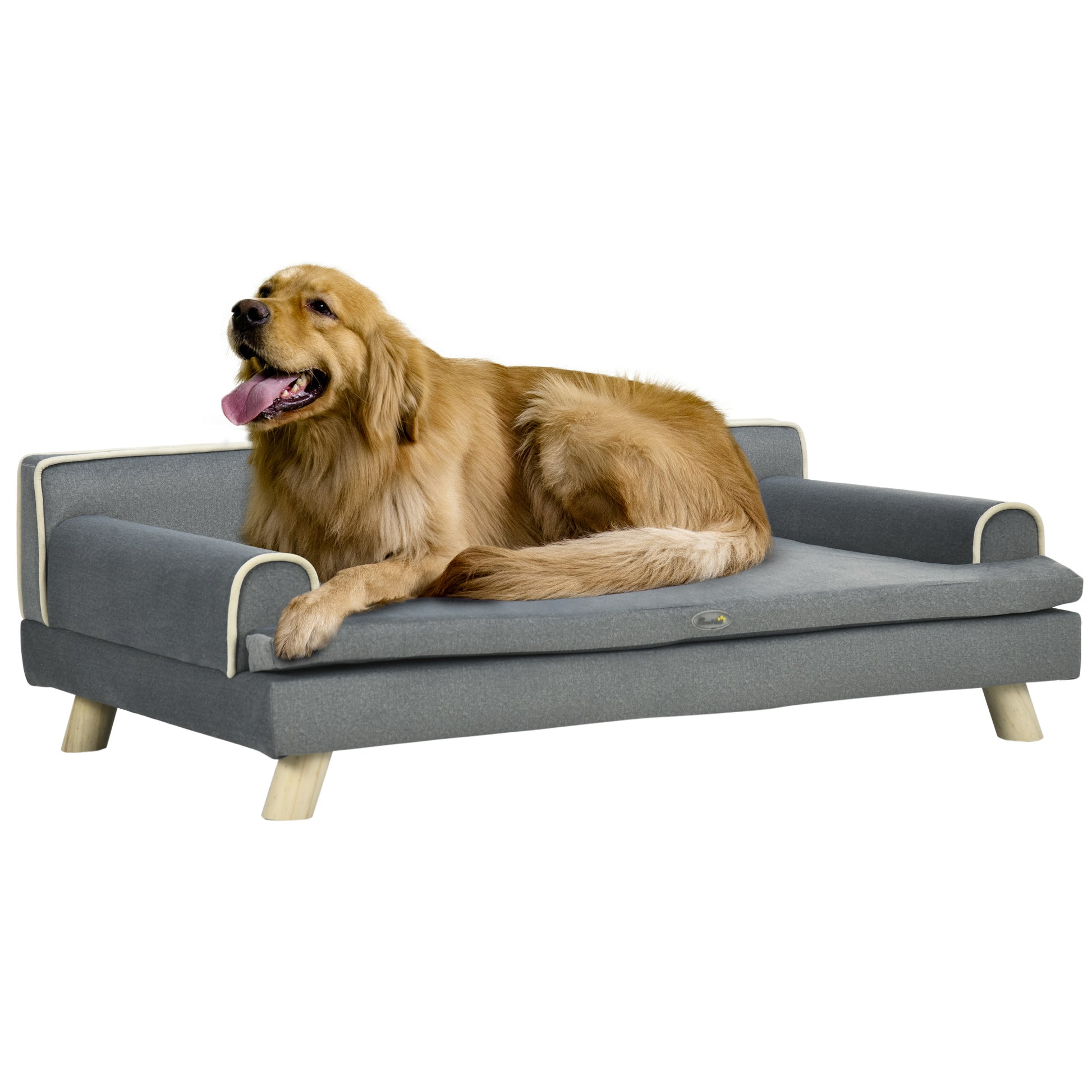 Pawhut Soft Foam Large Dog Couch For A Fancy Dog Bed, Spongy Dog Sofa