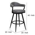 30 Inch Vintage Faux Leather Bar Stool, Metal Peg Legs, Gray Gray Metal