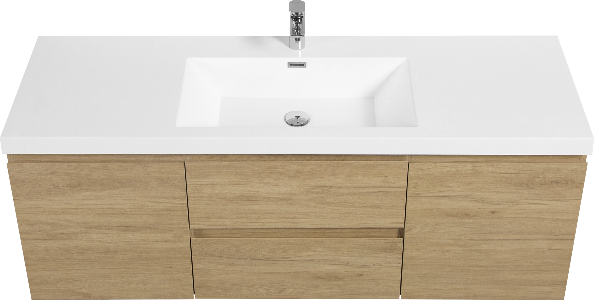 60" Floating Bathroom Vanity With Sink, Modern Wall Mounted Bathroom Storage Vanity Cabinet With Resin Top Basin And Soft Close Drawers, Natural Oak 24V11 60Sno 2 Oak 2 Bathroom Wall Mounted Melamine