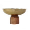 Roe 10 Inch Medium Acacia Wood Table Bowl, Steel, Decorative, Gold, Brown Gold Wood Metal