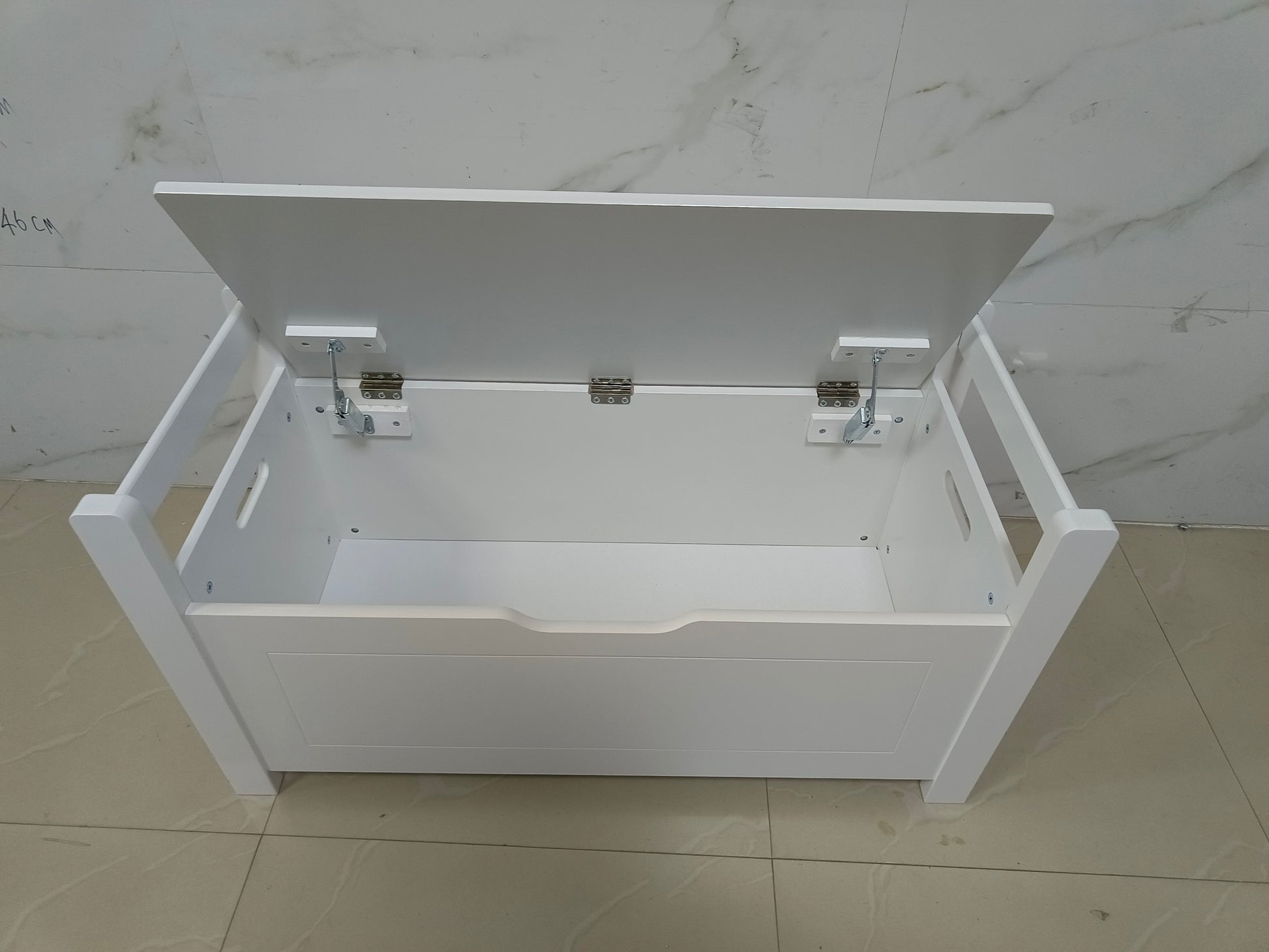 Kids Toy Box Chest, White Rubber Wood Toy Box For Boys Girls, Large St