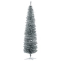 Homcom 7' Artificial Pencil Christmas Tree, Slim Xmas Tree With 499 Realistic Branch Tips And Plastic Stand, Silver Silver Plastic