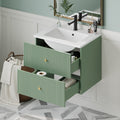 24 Inch Wall Mounted Bathroom Vanity With 2 Drawers Ideal For Small Bathrooms Green Bathroom Mdf