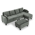 Sectional 3 Seaters Sofa ,Double Sided Multi Functional Footstool, Storage Matnon Slip Leg, Two Pillows, Velvet, Light Grey Light Grey Velvet 3 Seat