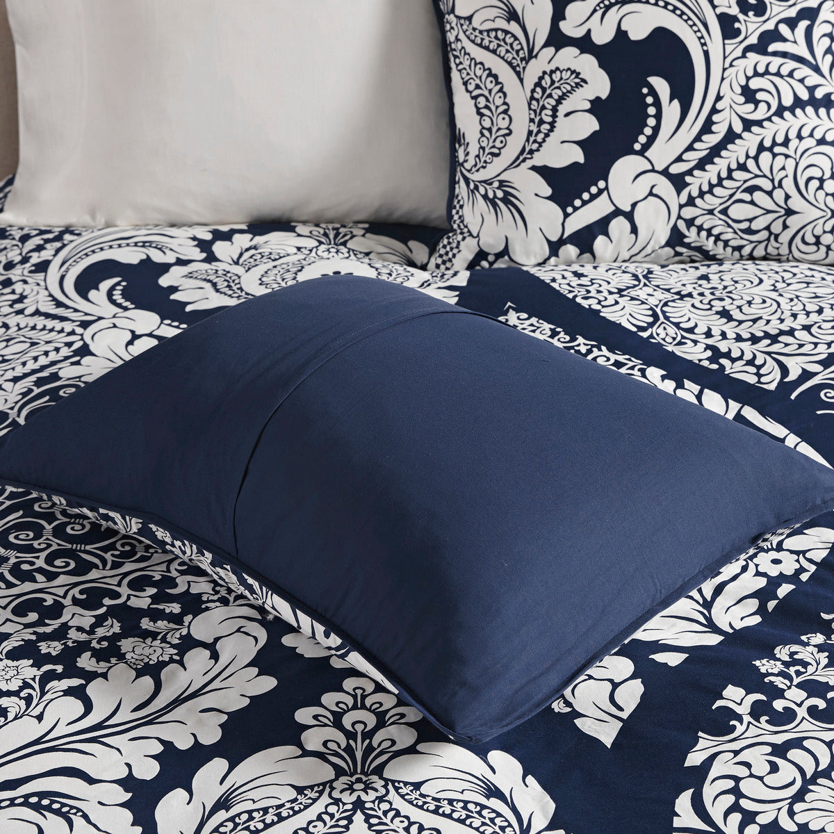 7 Piece Cotton Printed Comforter Set Indigo Cal King California King Indigo Polyester