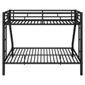 Twin Xl Over Queen Metal Bunk Bed With Ladder And Guardrails, Black Box Spring Not Required Twin Xl Black Metal Metal
