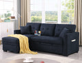 Sectional Sofa Bed L Shaped Sofa Couch Bed With Usb Port, Reversible Sofa Couch Sleeper With Pull Out Bed, Chaise With Storage, Pull Out Couch For Living Room Black Velvet 4 Seat