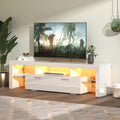 Fashiontvstandtvcabinet,Entertainmentcenter,Tvstationtv Console,Media Console,With Ledlight Belt,Light Belt Remote Control,Toughenedglassshelf,Metal Handle,Canbeplaced In The Living Room,Bedroom,White White Primary Living Space 60 69 Inches 60 69 Inches