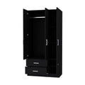 Douglas Armoire In Melamine, Two Drawers, Hanging Rod And 4 Doors. Black Bedroom Contemporary Particle Board Melamine