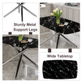 Table And Chair Set.Modern Luxurious Black Marble Patterned Tempered Glass Dining Table Set With Transparent Pp Chairs.8 Multiple Transparent High Quality Pp Dining Chairs With Silver Legs. Black