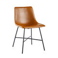 Modern Upholstered Dining Chair With Metal X Base, Set Of 2, Whiskey Brown Brown Foam Pu Leather