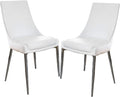 Contemporary Style Set Of 2Pcs Dining Chairs Whitesilver Finish Metal Legs Side Chair Dining Room Furniture White Dining Room Contemporary,Modern Dining Chairs Solid Back Set Of 2 Faux Leather,Metal