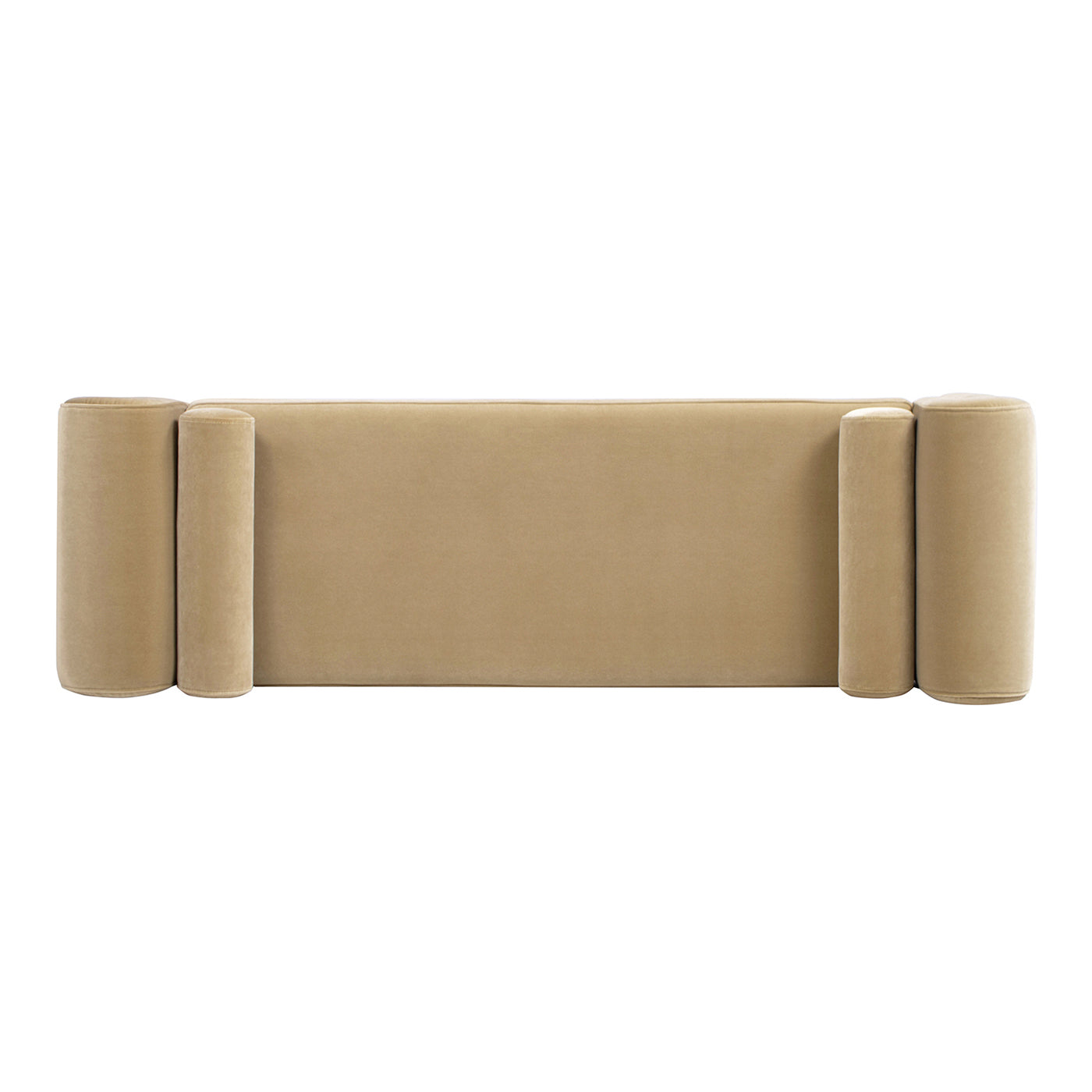 Mason 60.5" Arched Arm Bench With Bolster Pillows, Camel Brown Beige Performance Velvet Beige Foam Velvet