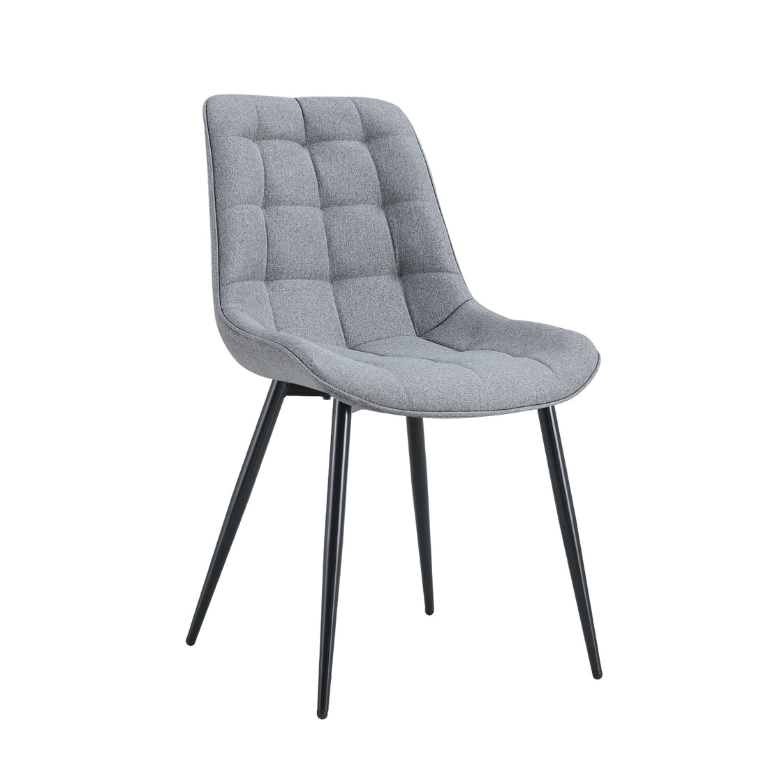 Modern Grey Fabric Dining Chair With Stylish Grid Pattern,Set Of 2 Dark Gray Pu