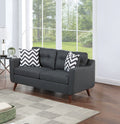 Modern Cozy Sofa Loveseat W Pillows 2Pc Sofa Set Black Polyfiber Couch Tufted Cushions Living Room Black Primary Living Space Firm Tufted Back Contemporary,Modern Pine Square Arms Linen Blend,Pine,Plywood 5 Seat