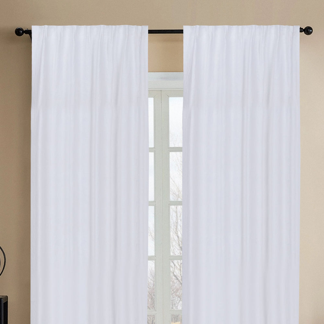 Newport Unlined Window Curtains For Bedroom, Linen Curtains For Living Room, 108 Inches Long Curtains For Living Room, White White Linen