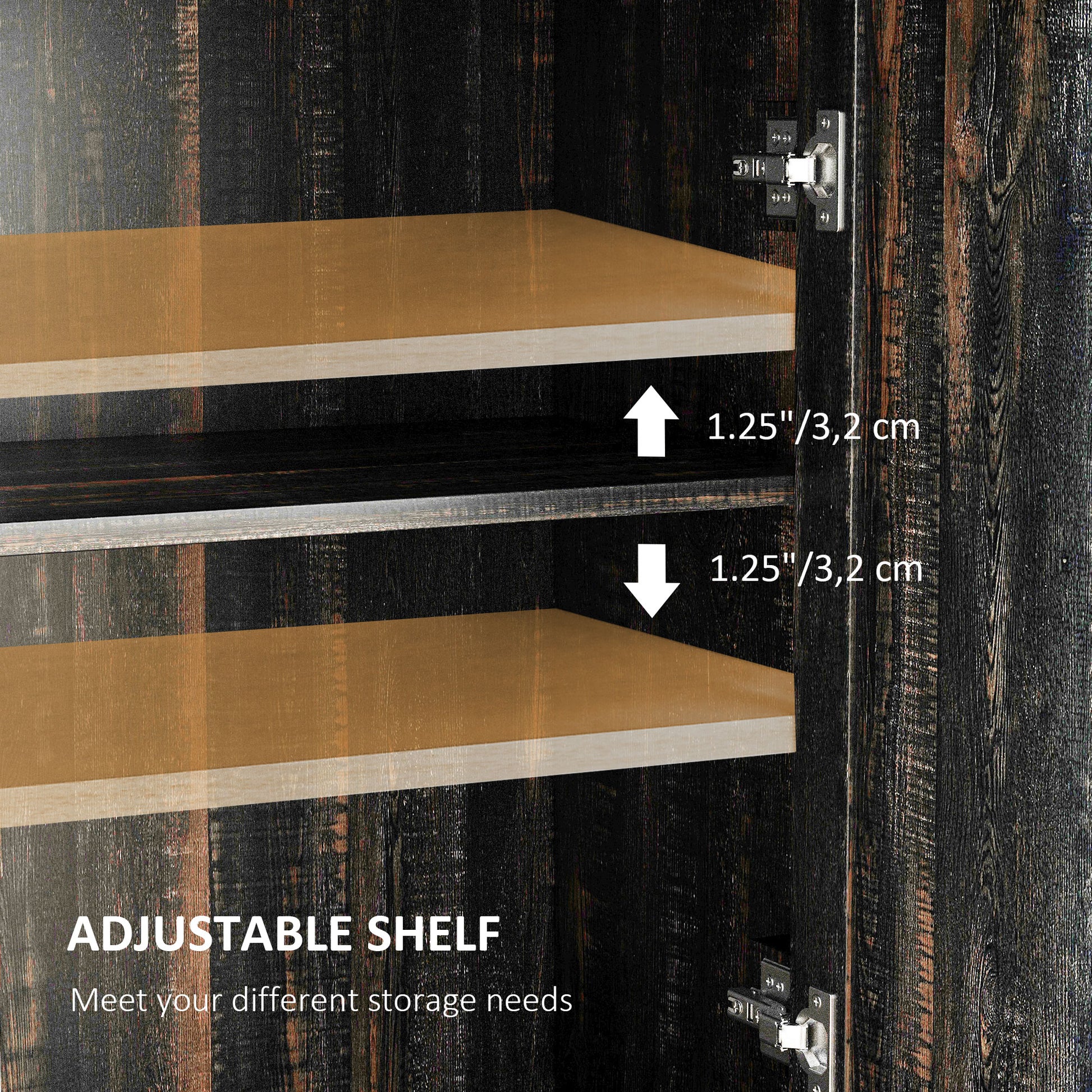 Homcom Farmhouse Barn Door Accent Cabinet, Kitchen Sideboard Storage Cabinet With Double Doors, Drawer, And Adjustable Shelf For Bedroom, Living Room, Dark Brown Brown Particle Board