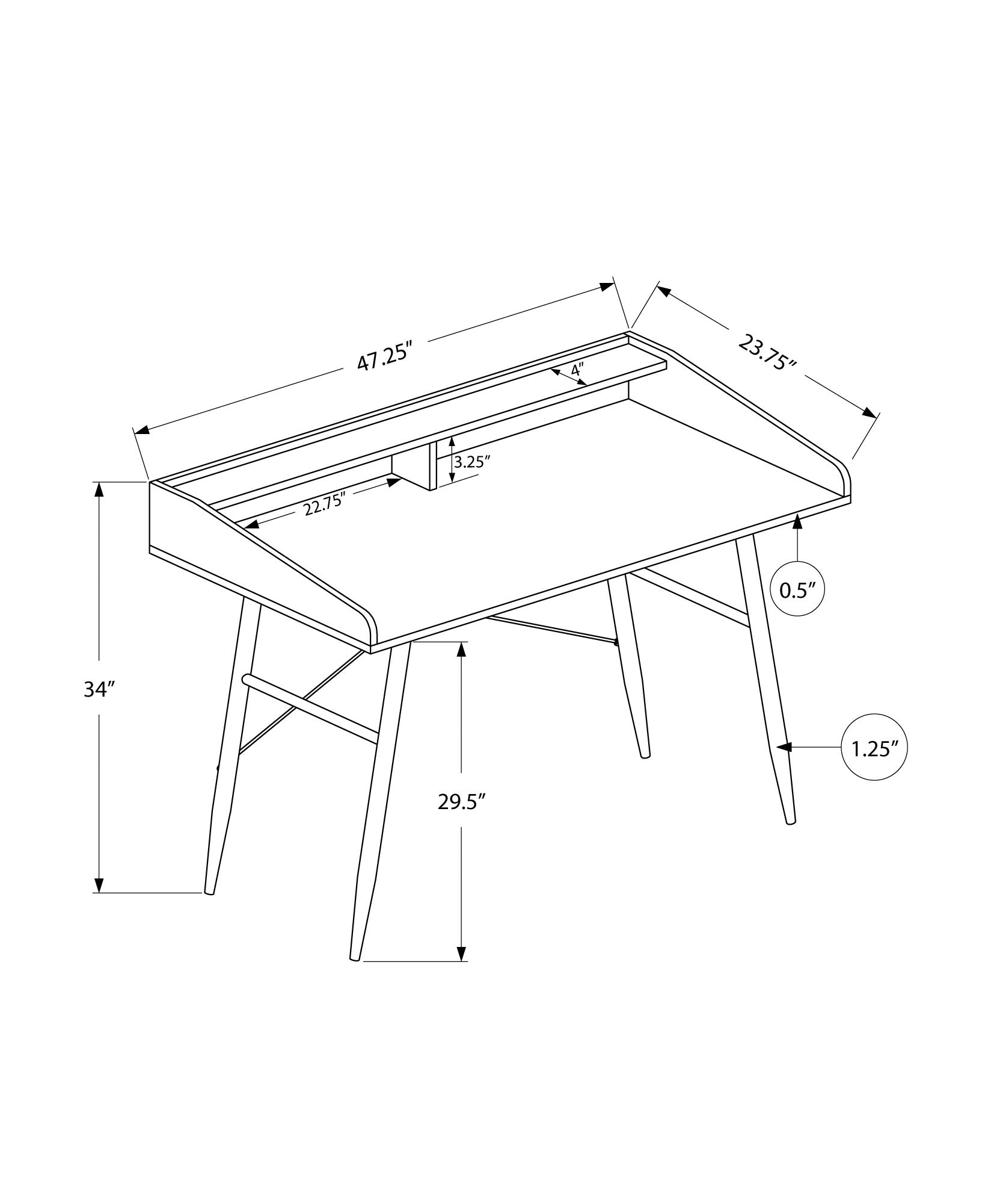 Computer Desk, Home Office, Laptop, Storage Shelves, 48"L, Work, Black Laminate, Black Metal, Contemporary, Modern Black Particle Board