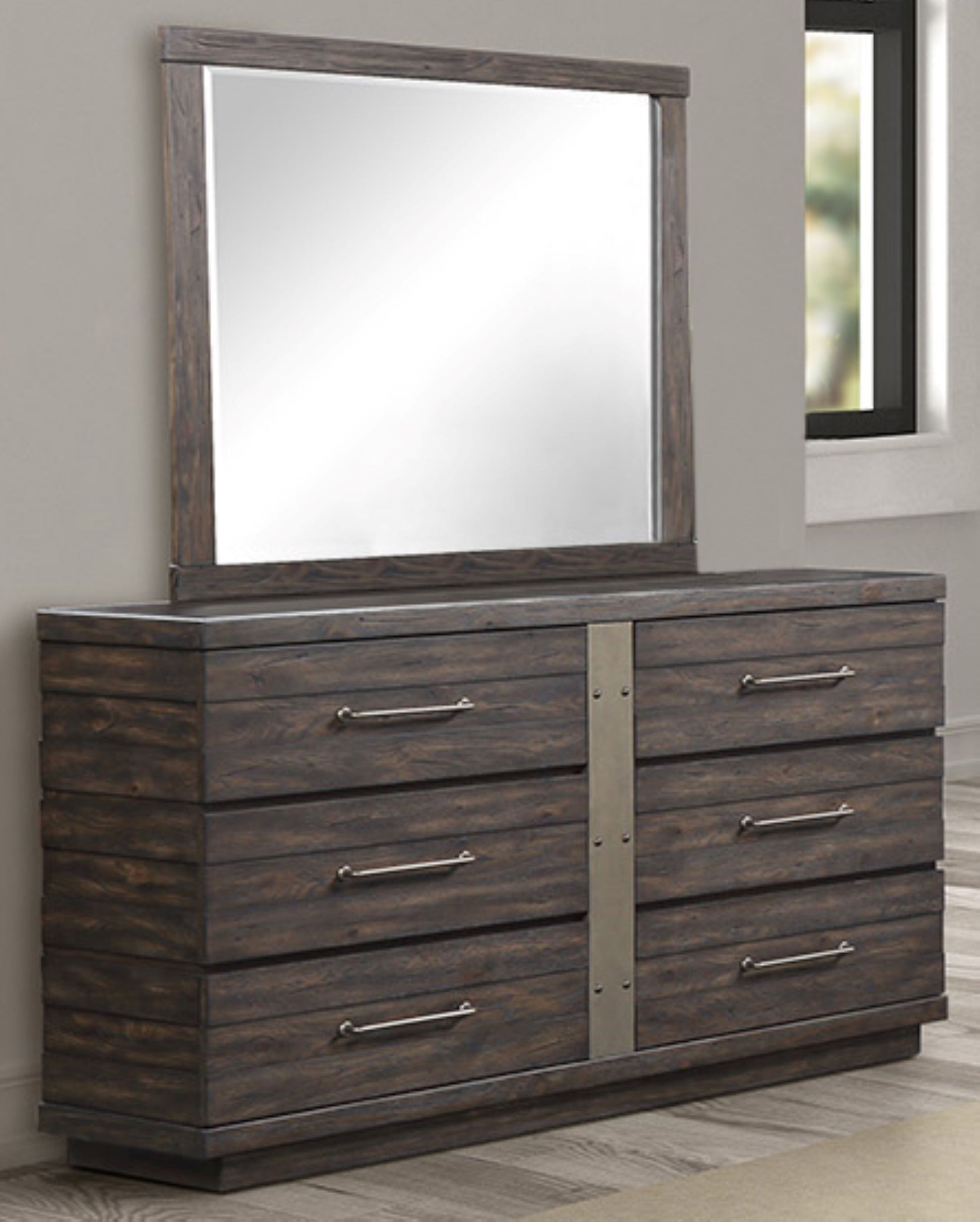 Square Mirror With Knotty Oak Brown Solid Wood Mdf Glass
