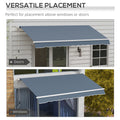 Outsunny 12' X 10' Retractable Awning Patio Awnings Sun Shade Shelter With Manual Crank Handle, 280G M Uv & Water Resistant Fabric And Aluminum Frame For Deck, Balcony, Yard, Charcoal Gray Gray Aluminum