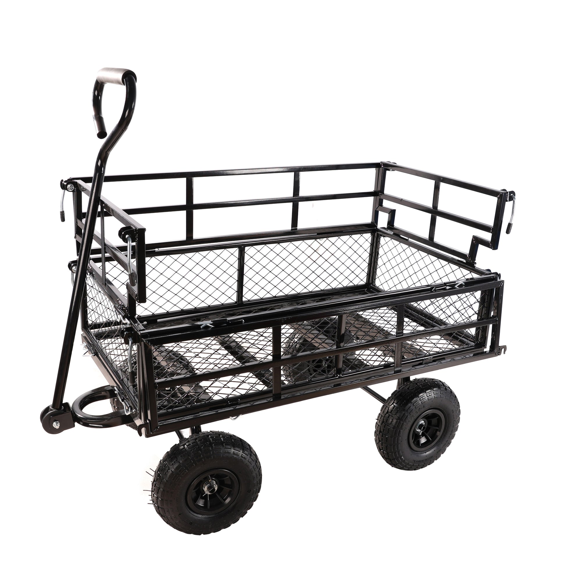 Black Double Fence Utility Cart Wagon Cart Garden