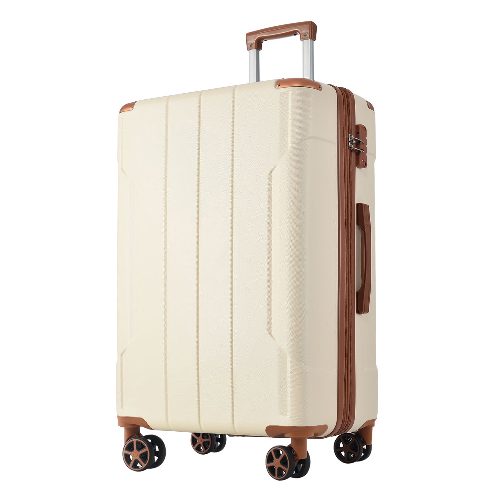 Luggage Sets 2 Piece, Hardshell Abs Lightweight And Expandable Only 28" Suitcases With Double Wheels, Carry On Luggage, 2 Piece Set 20 28 , White Brown Brown White Abs