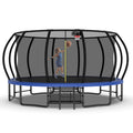 16Ft Outdoor Trampoline For Kids And Adults, Pumpkin Trampolines With Curved Poles,Heavy Duty Trampoline Anti Rust Coating Astm Approval Blue Steel