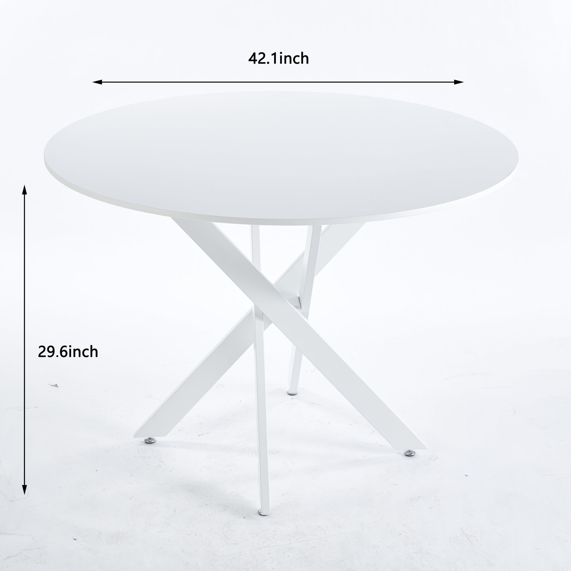 42.1"White Table Mid Century Dining Table For 4 6 People With Round Mdf Table Top, Pedestal Dining Table, End Table Leisure Coffee Table,Cross Leg White Kitchen & Dining Tables Mdf