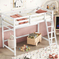 Twin Size High Loft Bed With Inclined Ladder, Guardrails,White Twin White American Design Pine