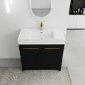 36 Inch Freestanding Bathroom Vanity With Resin Sink, With Soft Closing Door, Kd Package Black Chestnut 2 Bathroom Freestanding Modern Plywood