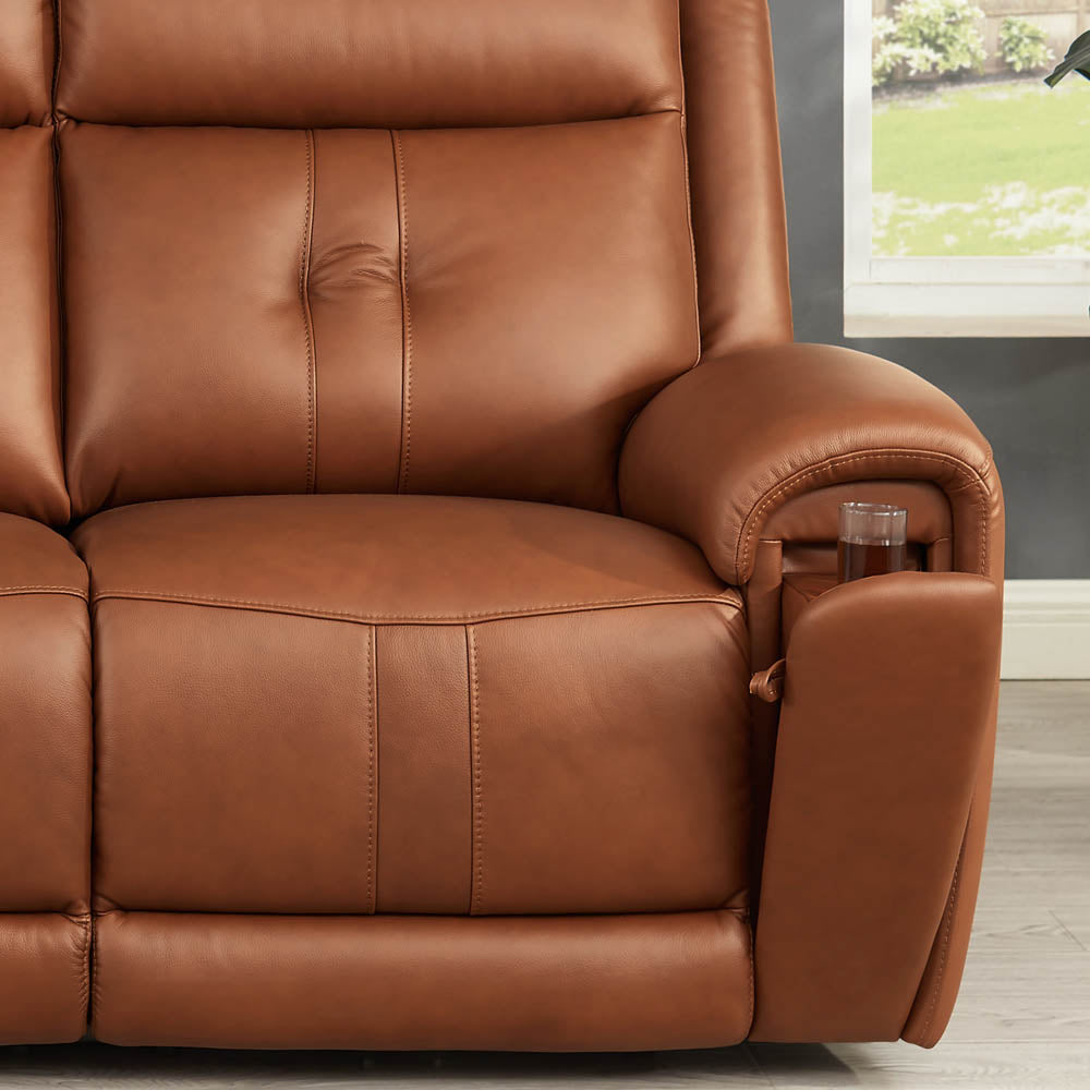 Emma Power Headrest Zero Gravity Reclining Loveseat Brown Memory Foam Genuine Leather